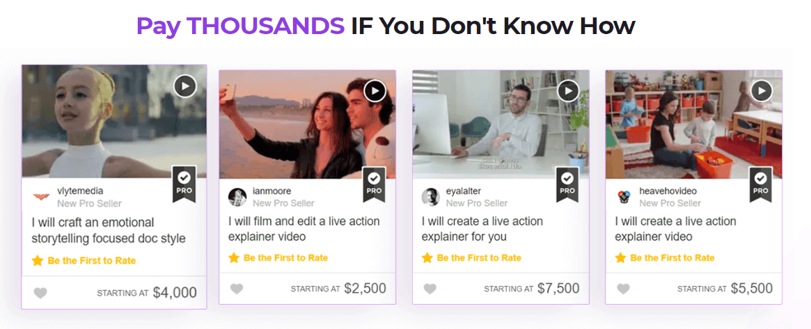 Scrrenshot 1 - costs to get videos done by outsourcers