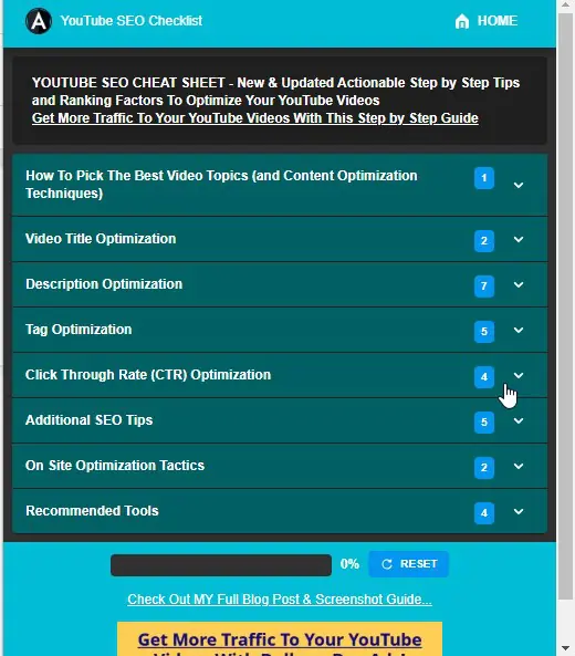 YouTube SEO Checklist 2020 - interactive chrome extension youtube seo tool