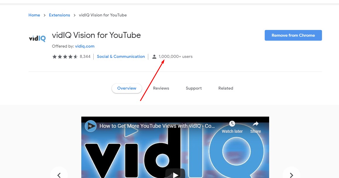 Chrome-Store-Suggested-App-Optimization-Example-2-VidIQ-1-Million