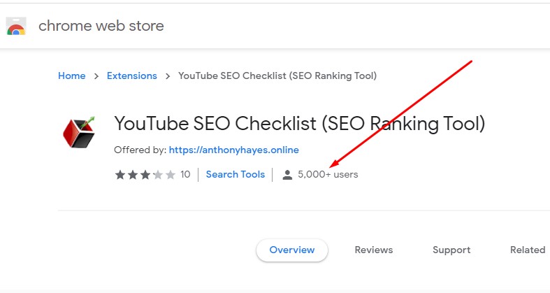 youtube seo checklist 5000 users chrome store screenshot - youtube seo checklist 5000 chrome extension users